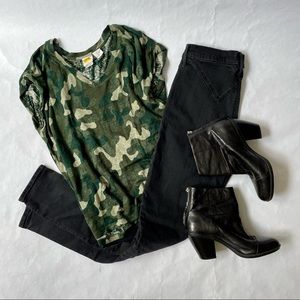 Camo Linen Top